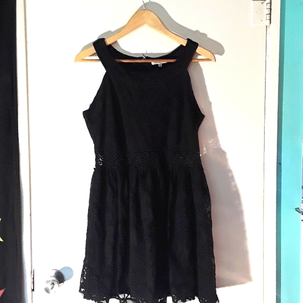 Charollete Russe Midi Little Lacey Black Dress